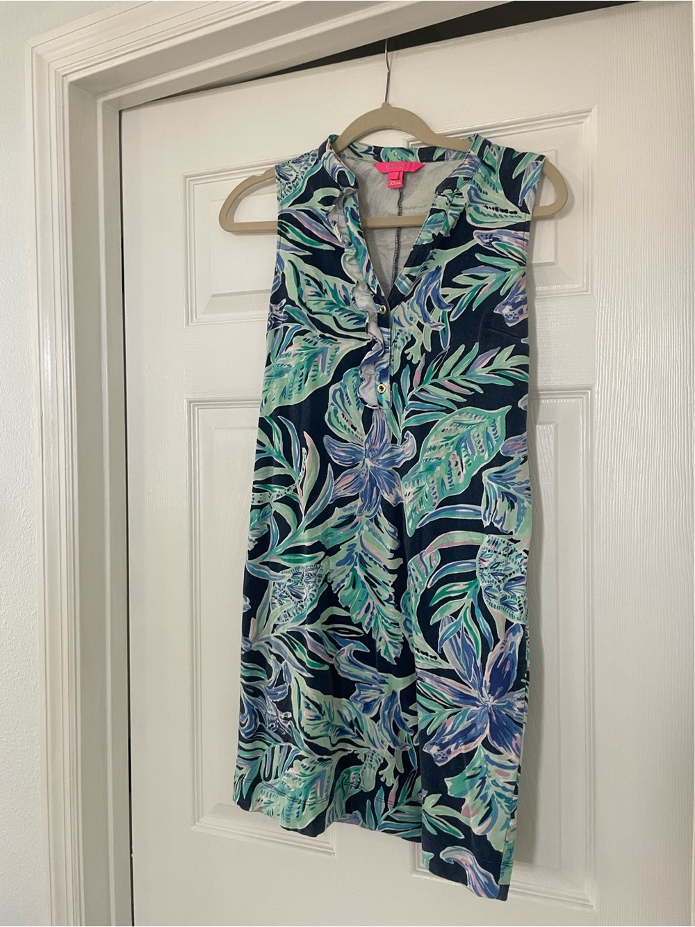 Lilly Pulitzer Navy Tropical Floral Shift Dress XS